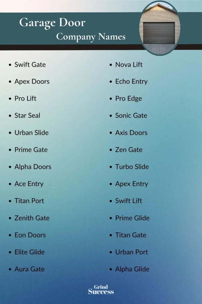 Garage Door Company Name Ideas List