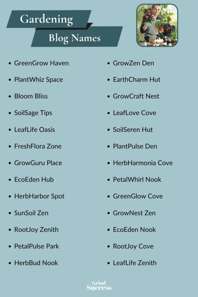 Gardening Blog Name Ideas List