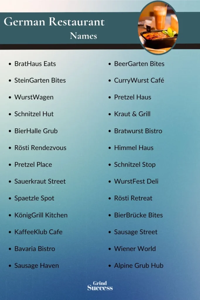German Restaurant name list