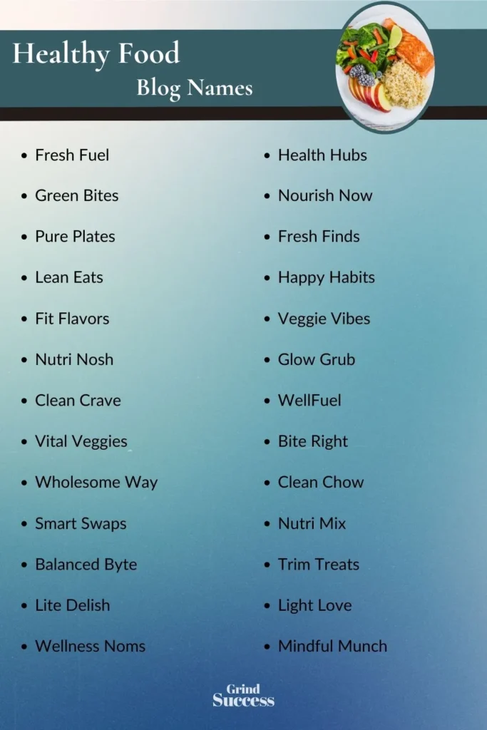 Healthy Food Blog Name Ideas List