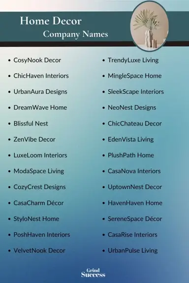 801 Best Home Decor Business Name Ideas