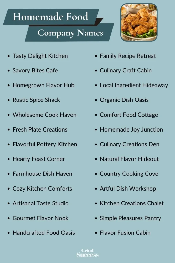 Homemade Food Company Name Ideas List