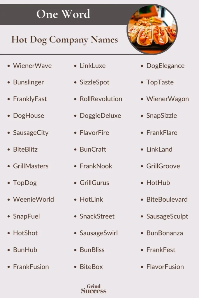 Hot Dog Company Name Ideas List