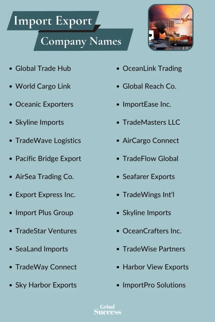 Import Export Company Name Ideas List