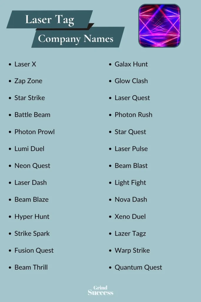 Laser Tag Company Name Ideas List