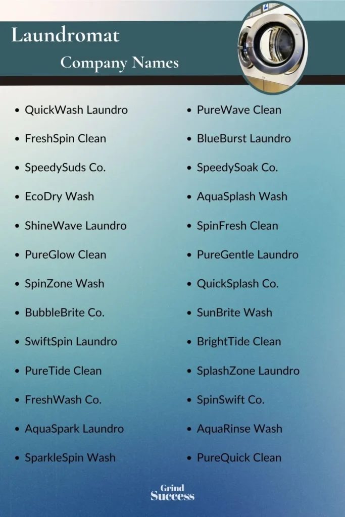 Laundromat Company Name Ideas List
