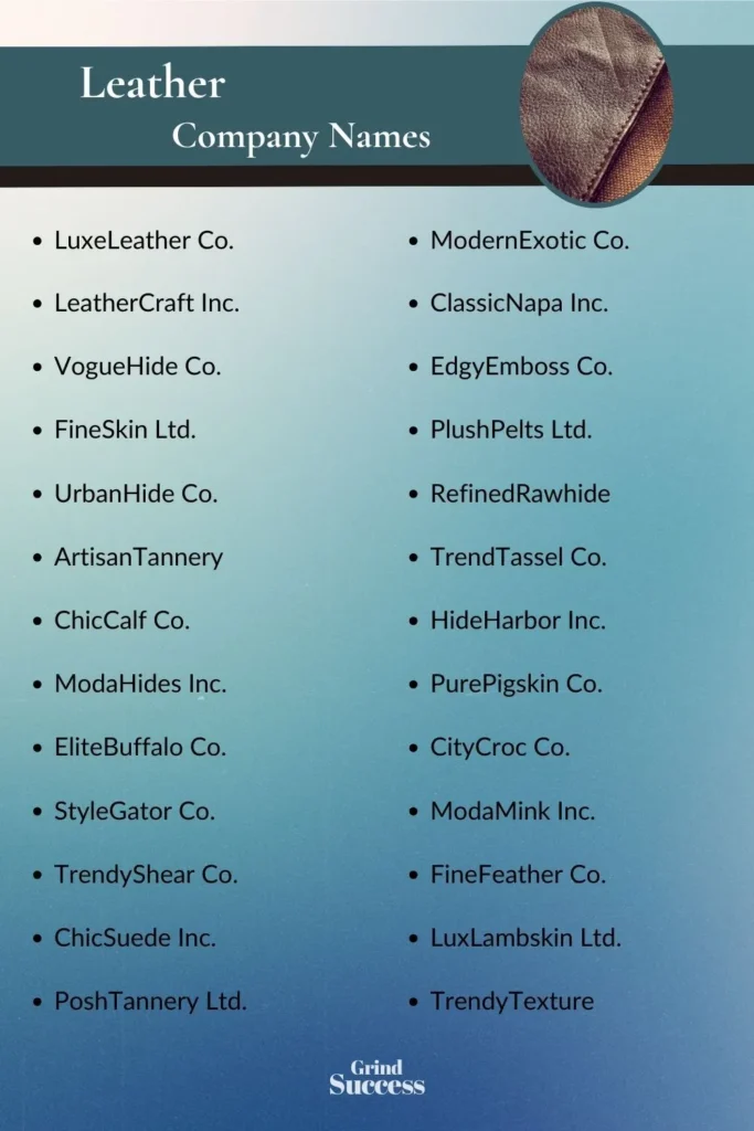 Leather Company Name Ideas List