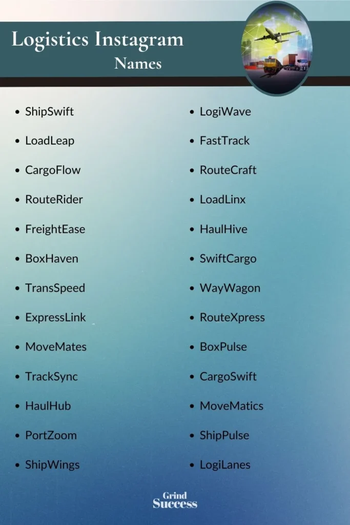 Logistics Instagram Name Ideas List