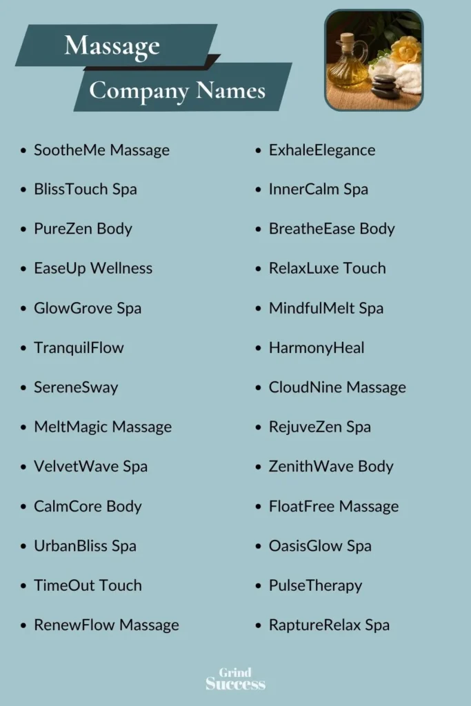 Massage Company Name Ideas List