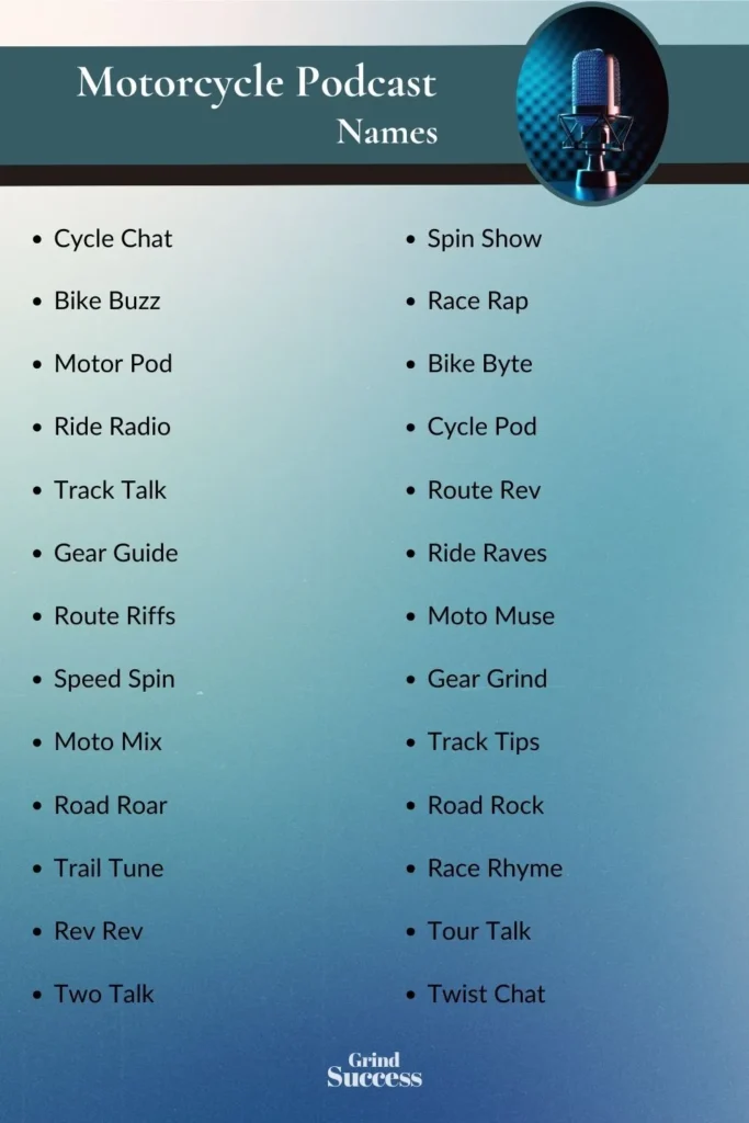 Motorcycle Podcast Name Ideas List