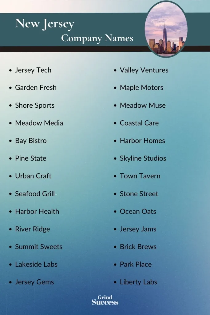 New Jersey company name list