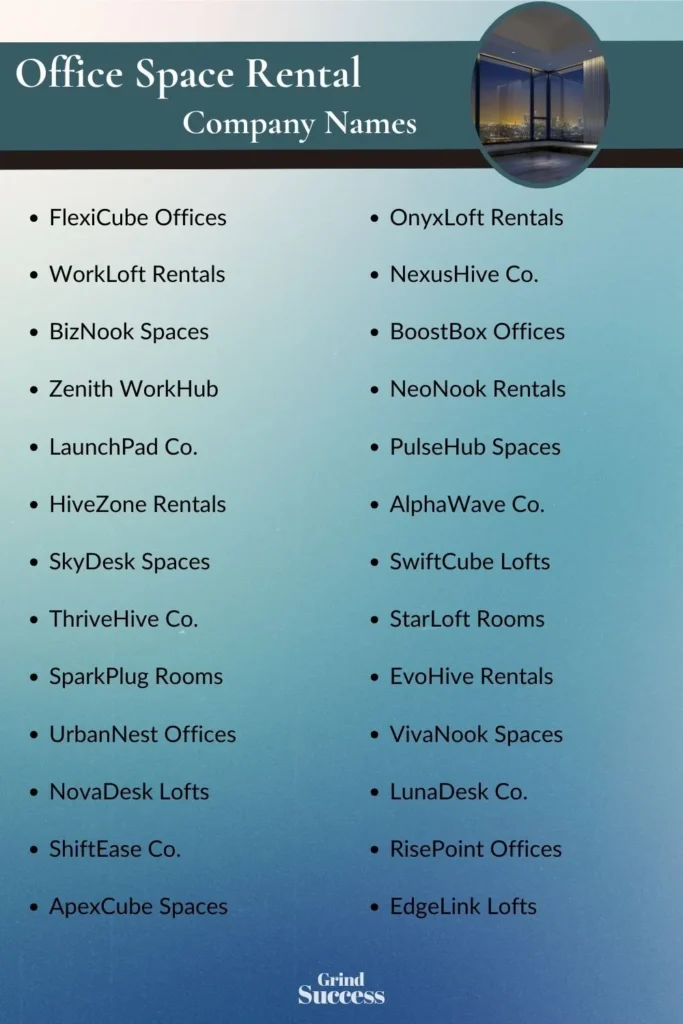 Office Space Rental company name list