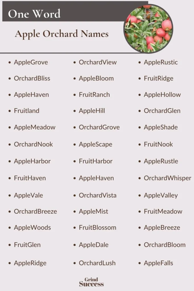 One-Word Apple Orchard Names Ideas