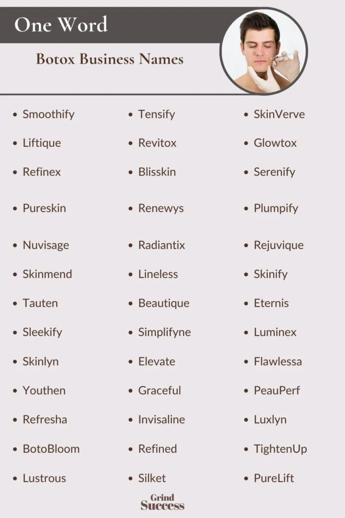 One-Word Botox business Names Ideas