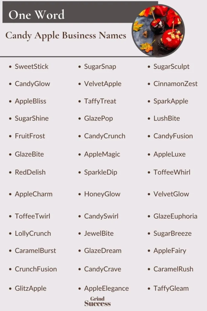 One-Word Candy Apple Business Names Ideas