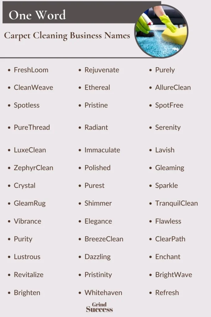One-Word Carpet Cleaning Business Names Ideas
