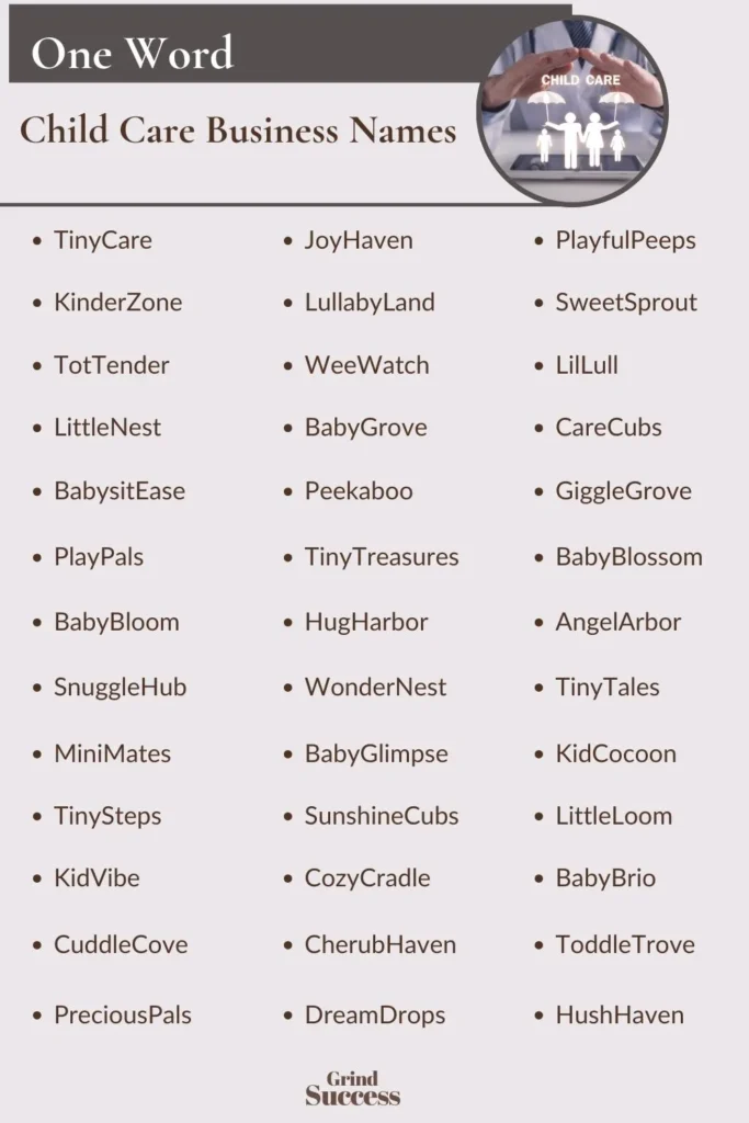 One-Word Child Care Business Names Ideas