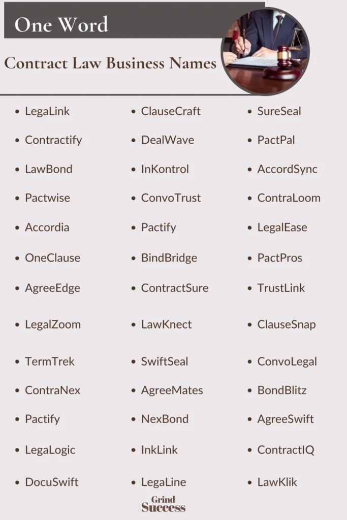 One-Word Contract Law Business Names Ideas