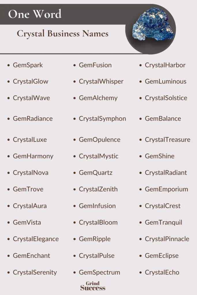 One-Word Crystal Business Names Ideas