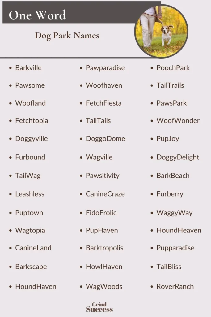 One-Word Dog Park Names Ideas
