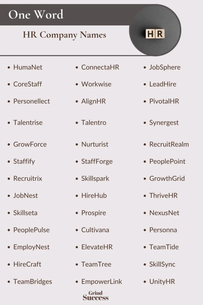 One-Word HR Company Names Ideas