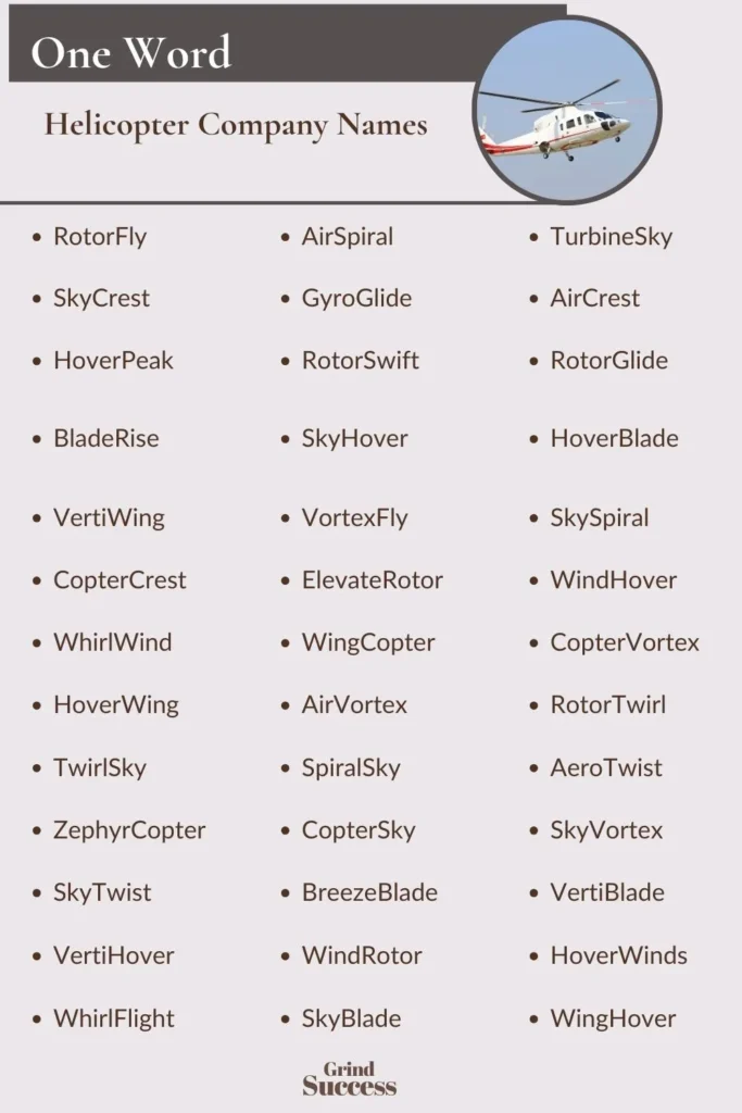 One-Word Helicopter Company Names