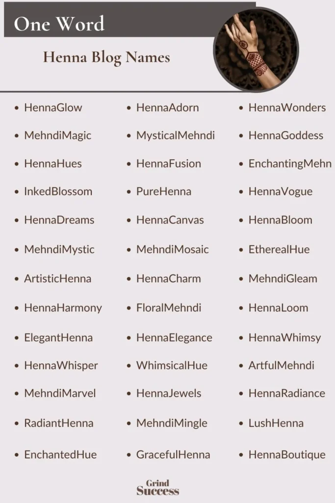 One-Word Henna Blog Names Ideas