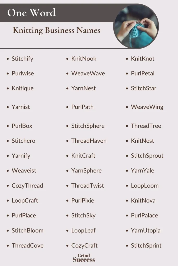 One-Word  Knitting Business Names Ideas