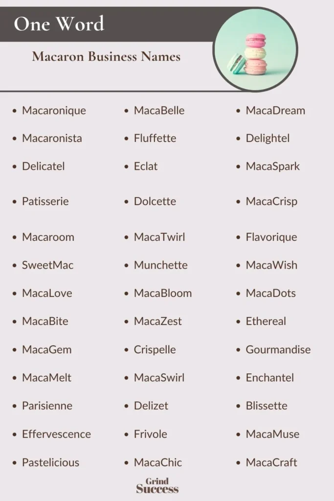 One-Word Macaron Business Names