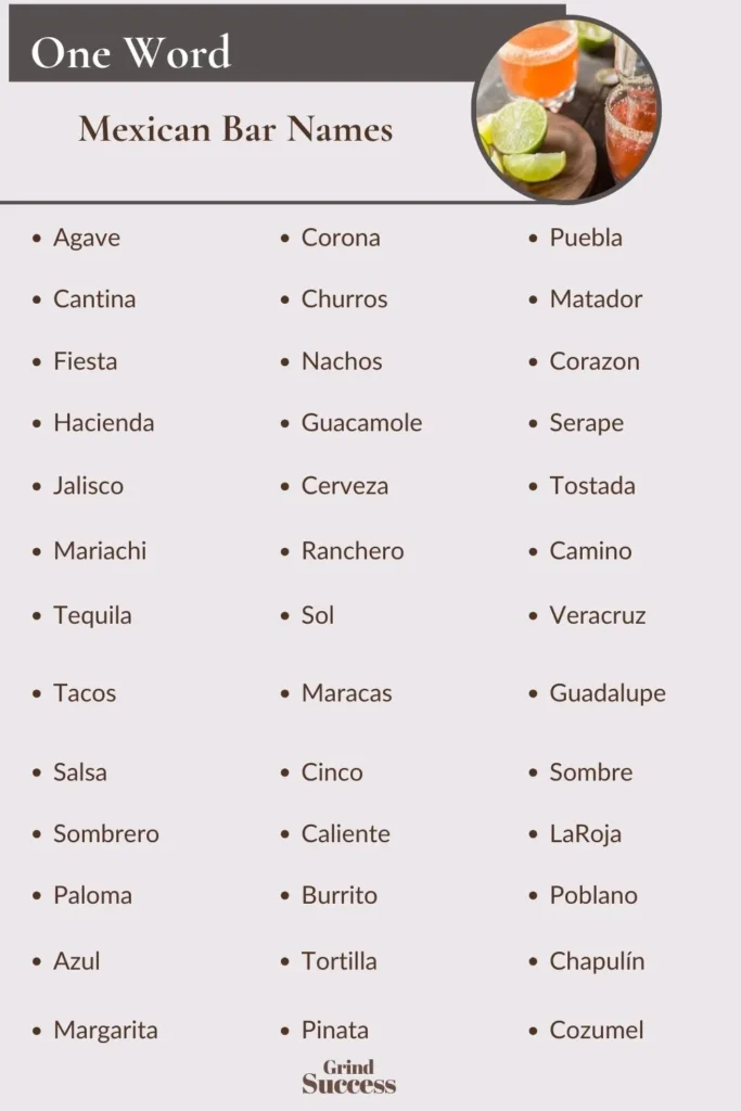 One-Word Mexican Bar Names Ideas