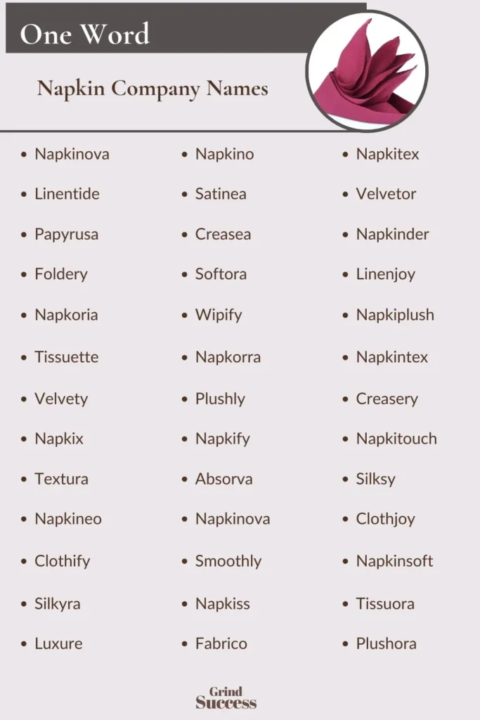 One-Word Napkin Company Names Ideas