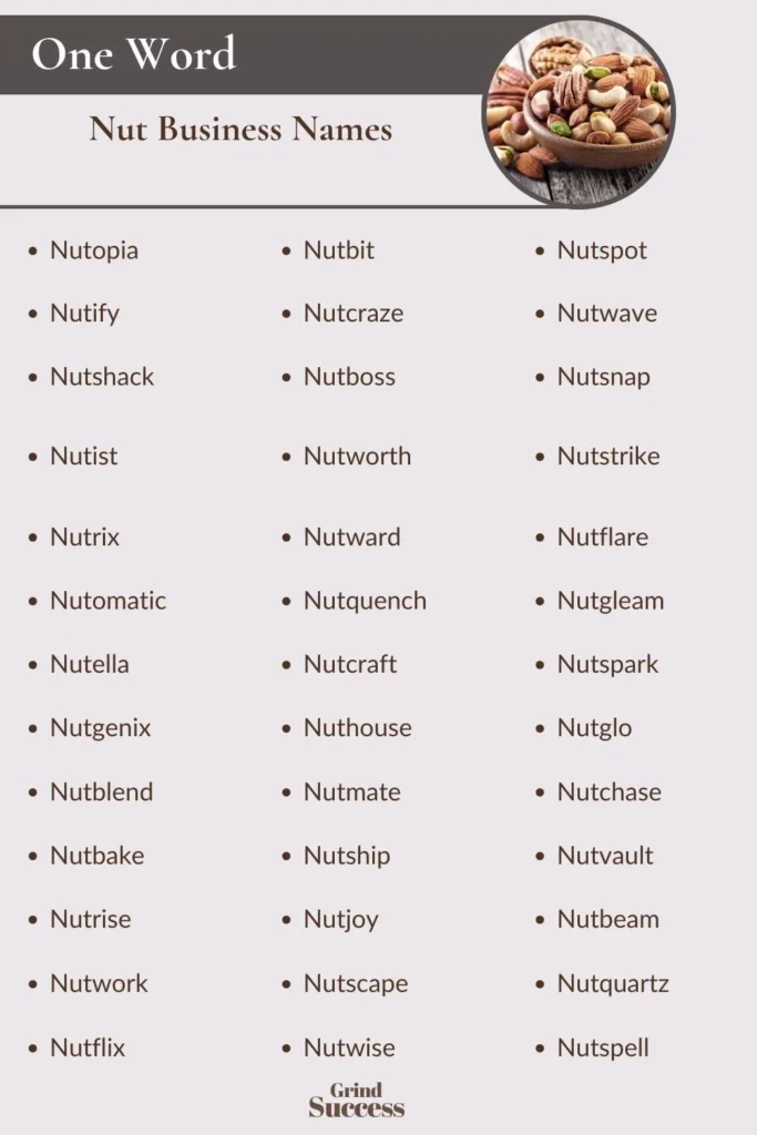 One-Word  Nut Business Names Ideas