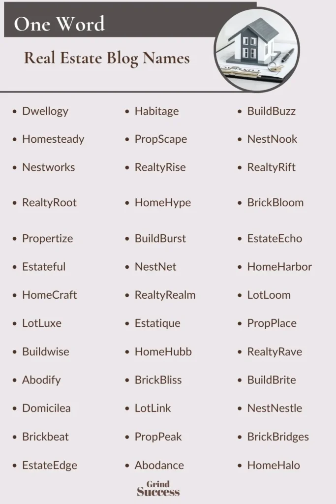 One-Word Real Estate Blog Names Ideas