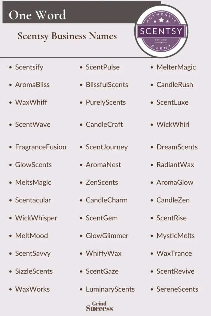 One-Word Scentsy Business Names Ideas
