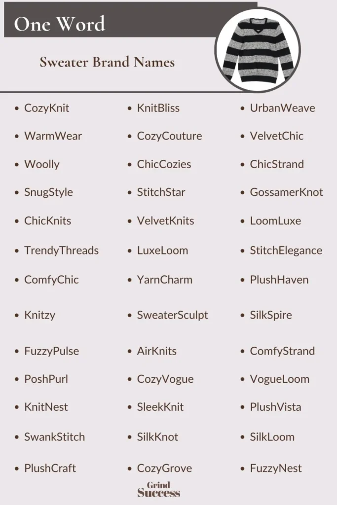 One-Word Sweater Brand Names Ideas