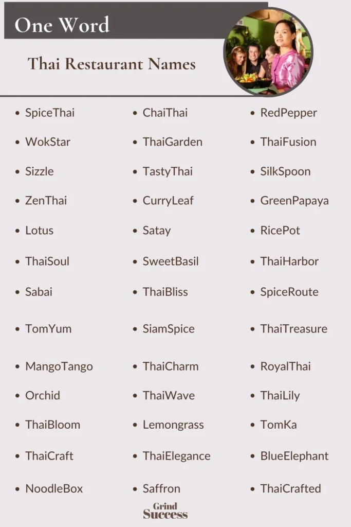 One-Word Thai Restaurant Names Ideas