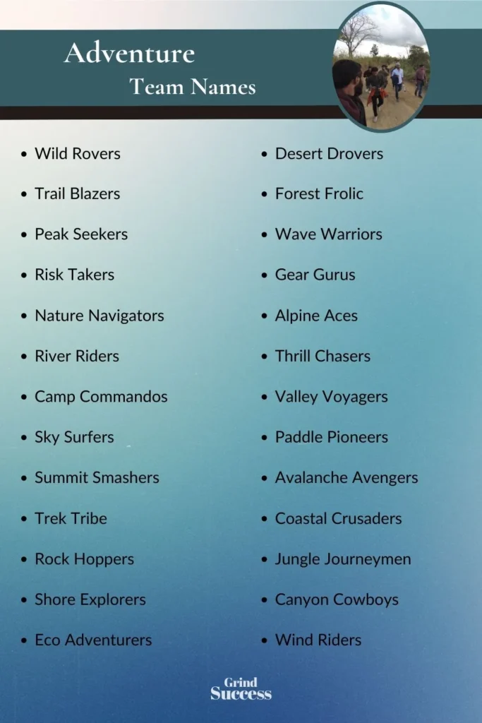 Outdoor & Adventure Team Name Ideas List
