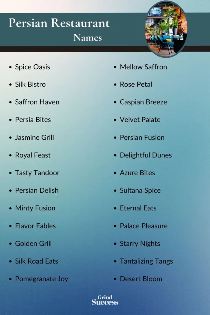 Persian Restaurant name list