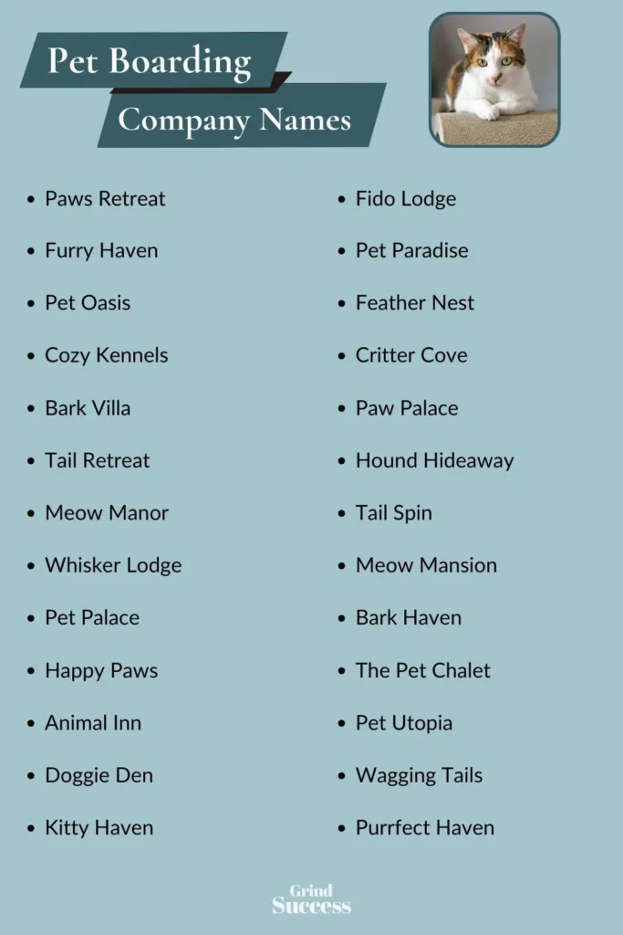 Pet Boarding Company name list