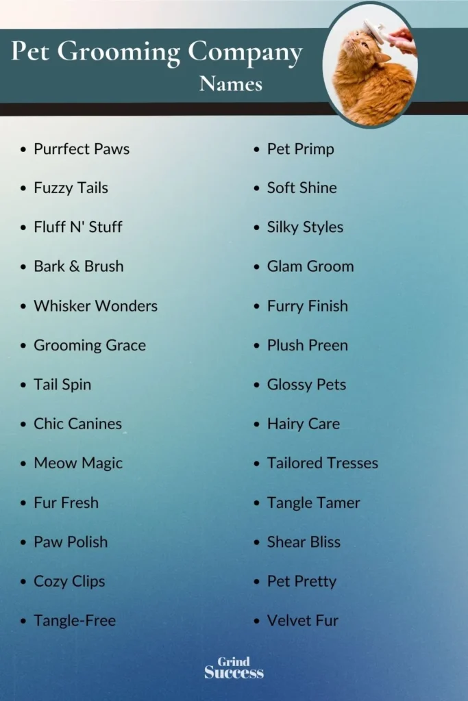 Pet Grooming company name list