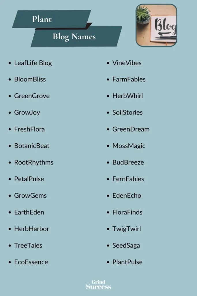 Plant Blog Name Ideas List
