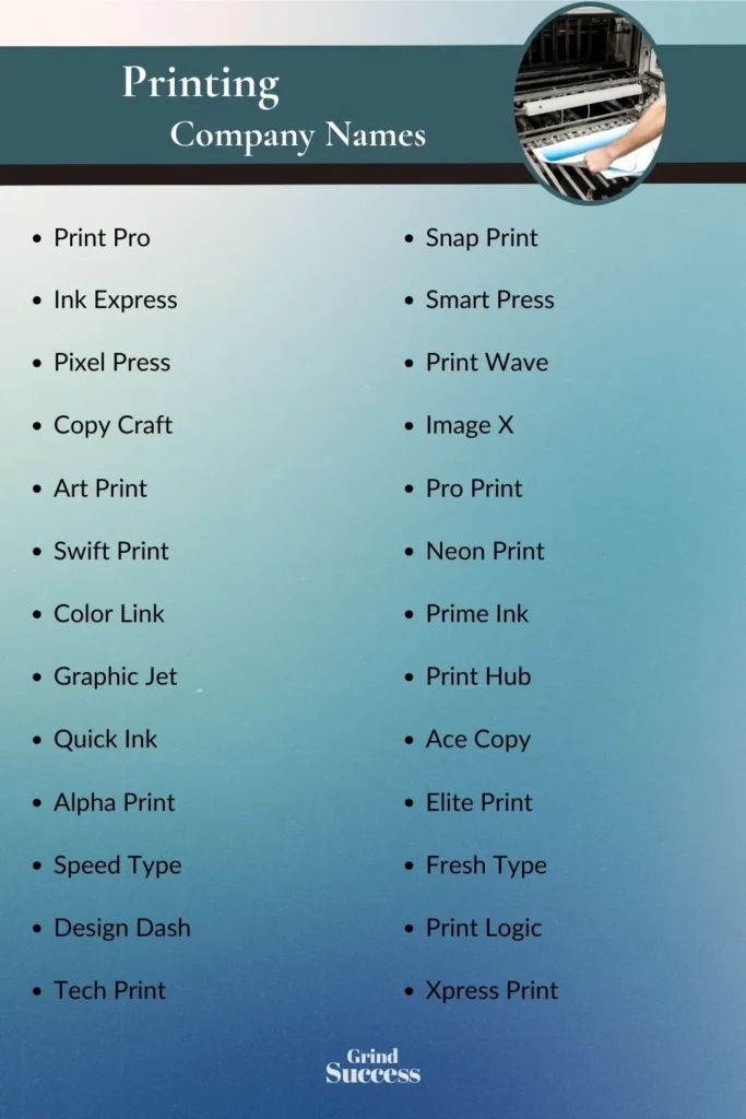Printing Company Name Ideas List
