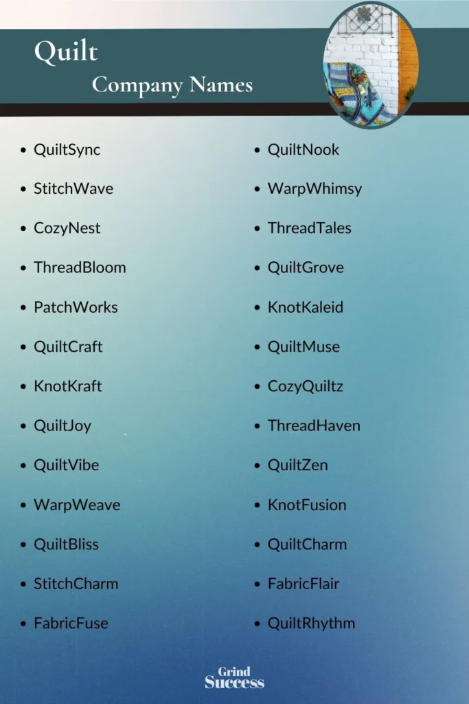 Quilt Company Name Ideas List