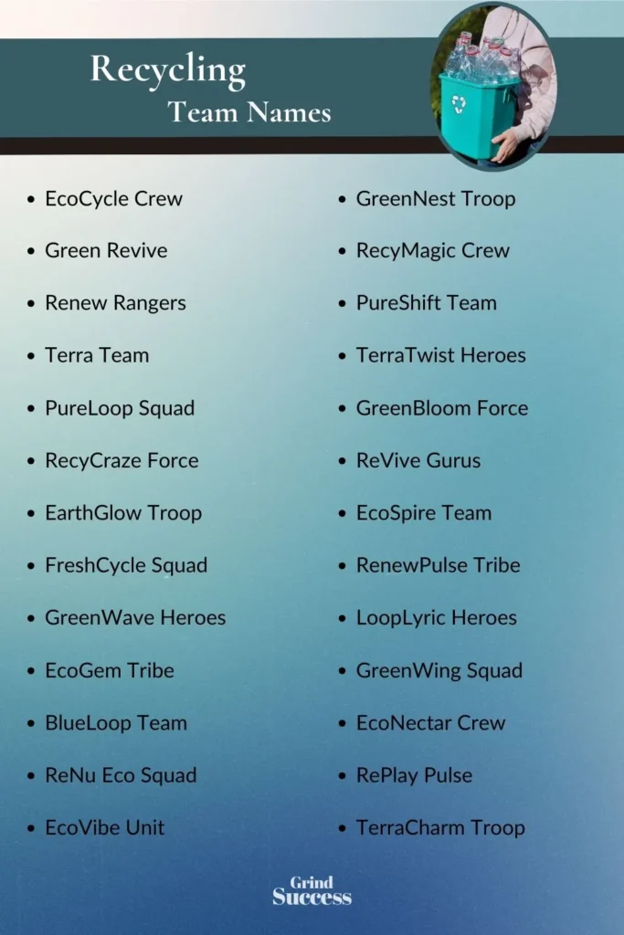 Recycling Team Name Ideas List