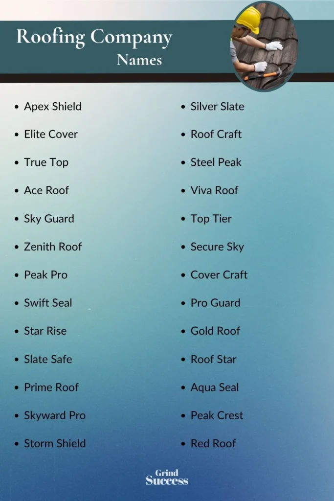 Roofing company name ideas list