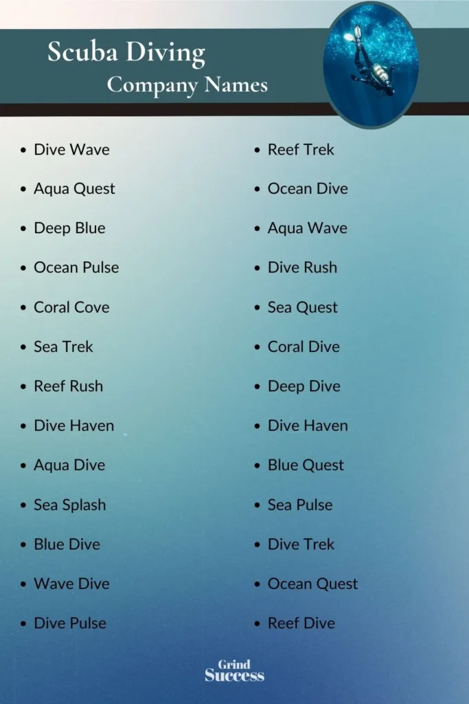 Scuba Diving Company Name Ideas List