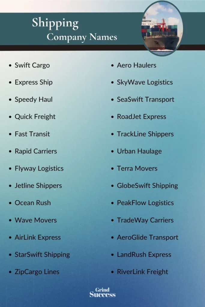 Shipping Company Name Ideas List