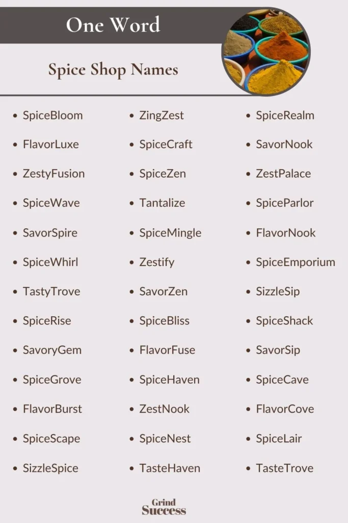 Spice Shop Name Ideas List