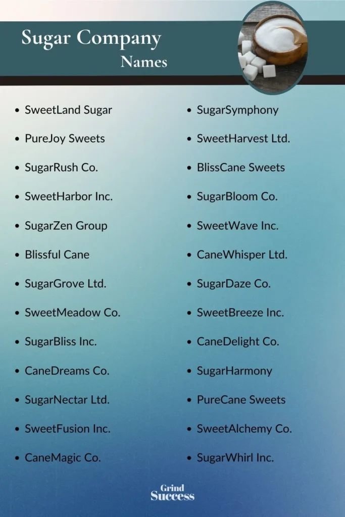 Sugar company name list