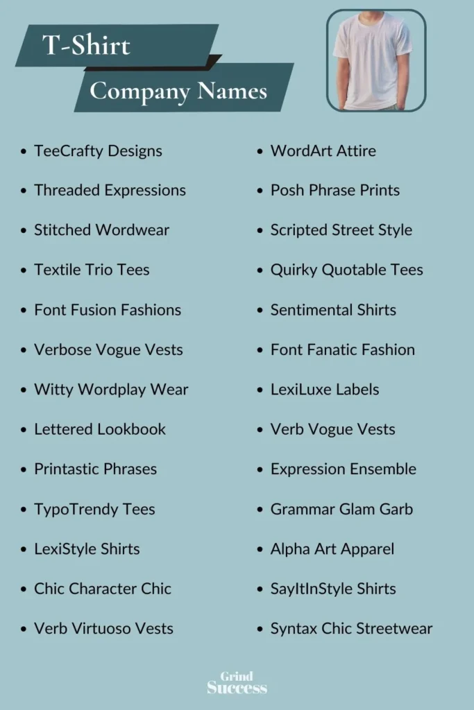 T-Shirt Company Name Ideas List